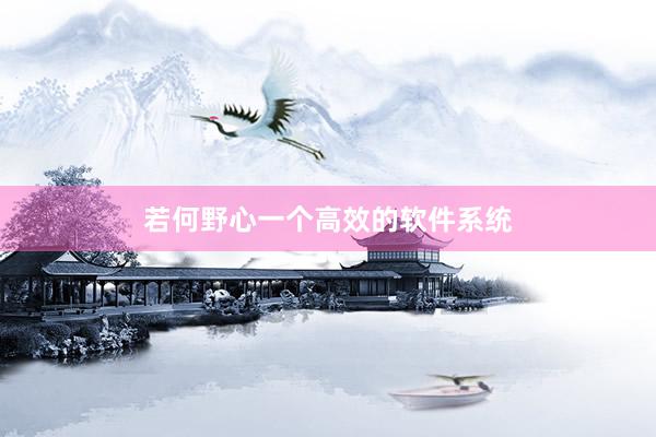 若何野心一个高效的软件系统