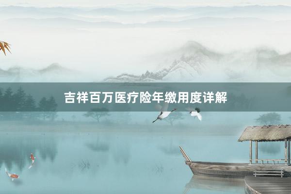 吉祥百万医疗险年缴用度详解